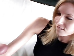 Skinny blonde is sucking fat cock and having facial cumshot